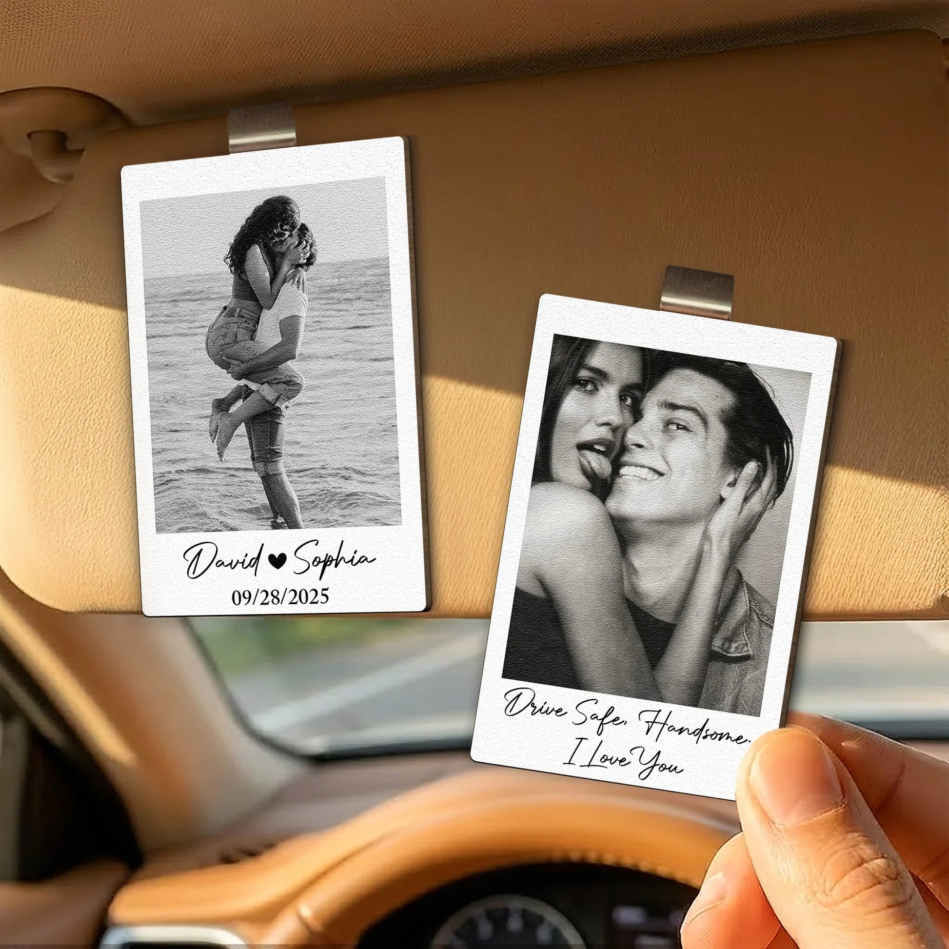 Custom Photo Car Hanging Ornament for Couples - Sentimental Gift for Safe Driving Car Hanger MagicInPrints