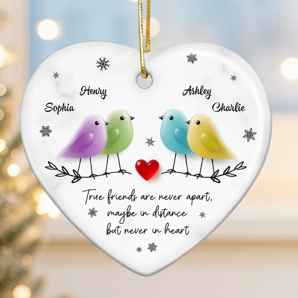 Personalized Heart-Shaped Ornament for Friends with Birds Design - Friendship Keepsake Ornament MagicInPrints