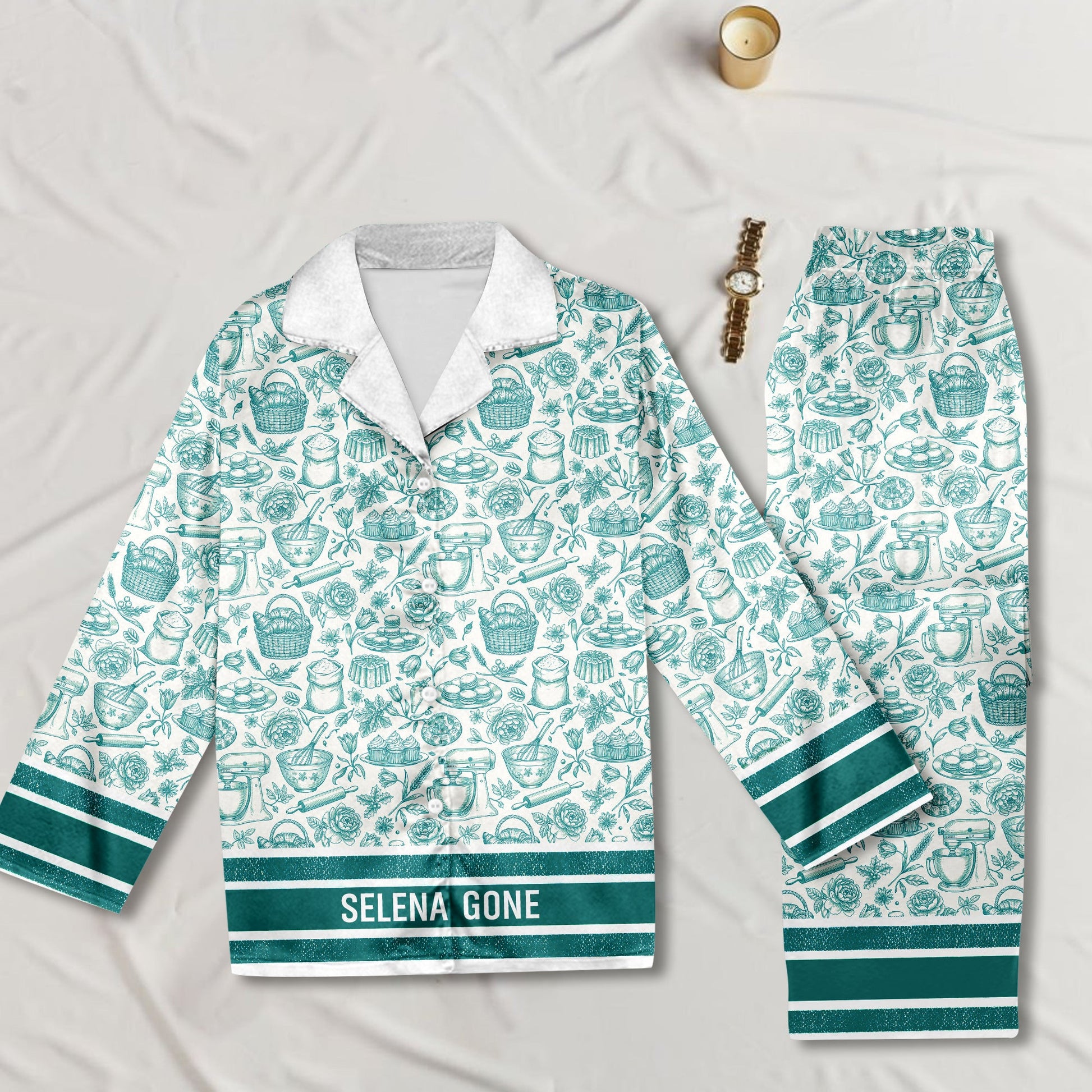 Bakers At Rest - Personalized Button Up Pajama Set for Culinary Lovers Pajama Set MagicInPrints