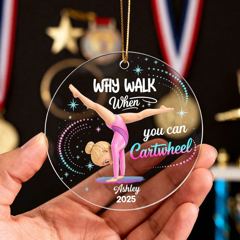 Personalized Gymnastics Christmas Ornament for Kids - Custom Name Decoration Ornament MagicInPrints