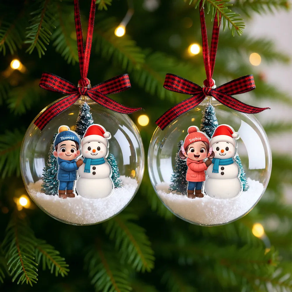 Personalized Christmas Ornament for Kids with Snowman - Holiday Decoration Ornament MagicInPrints
