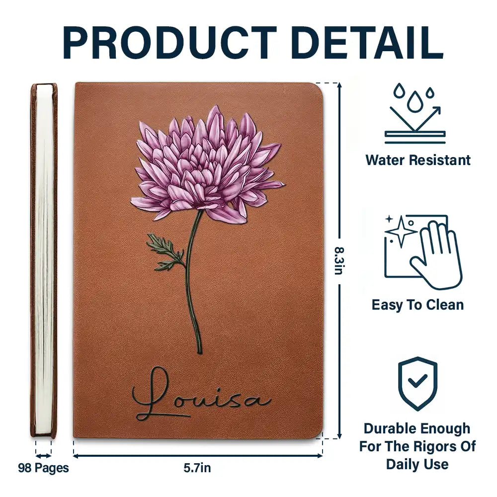 Personalized Floral Leather Journal for Women - Custom Name Gift Stationery MagicInPrints