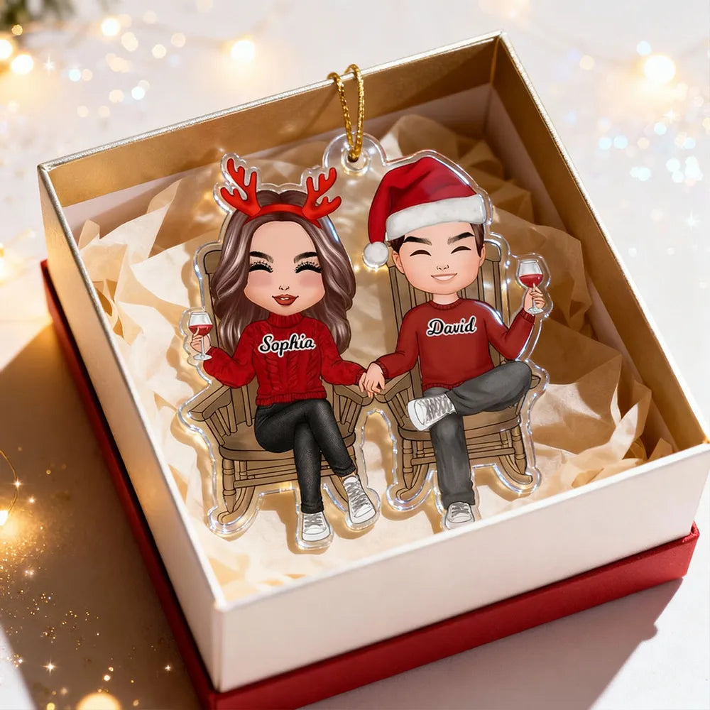 Personalized Couple Car Ornament for Christmas - Custom Names & Holiday Design Car Hanger MagicInPrints