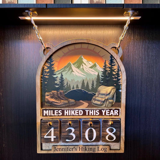Custom Wooden Hiking Log Plaque for Outdoor Enthusiasts - Track Your Adventures Sign MagicInPrints