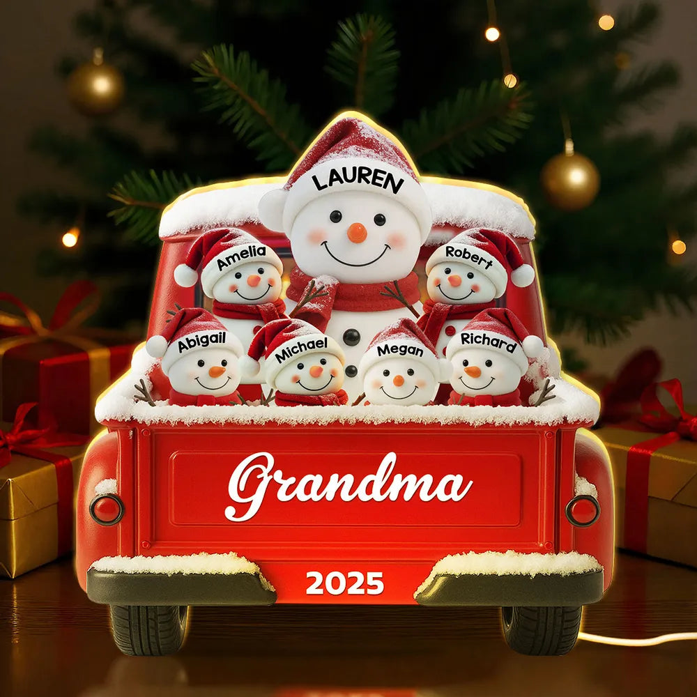 Personalized Snowman Family Ornament for Grandma - Christmas 2025 Decoration Plaque MagicInPrints
