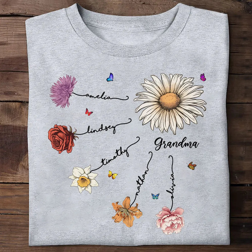 Personalized Family Flower Sweatshirt for Grandma - Sentimental Gift Cloth MagicInPrints