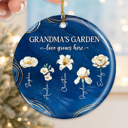 Personalized Family Ornament for Grandma - Floral Design Keepsake Ornament MagicInPrints