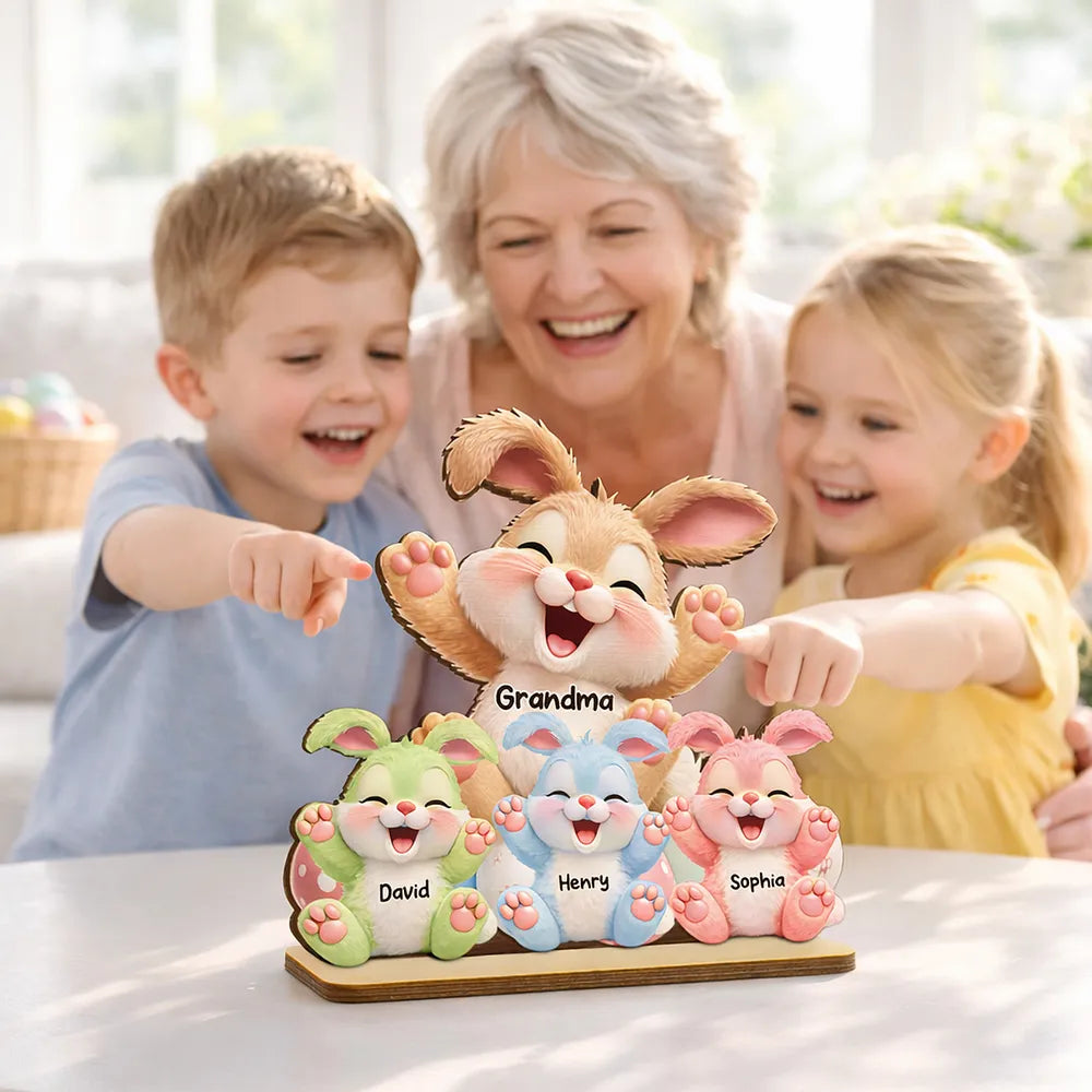 Personalized Bunny Family Plaque for Grandma - Custom Names Gift Plaque MagicInPrints