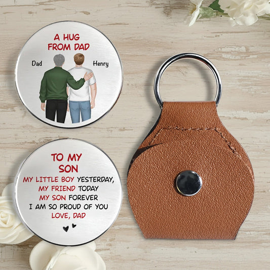 Personalized Keychain for Son - Heartfelt Message from Dad Keychain MagicInPrints