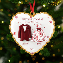 Load image into Gallery viewer, &quot;Celebrate Your Love: First Christmas as Mr. &amp; Mrs. - Personalized Ornament for Newlyweds&quot; Ornament MagicInPrints
