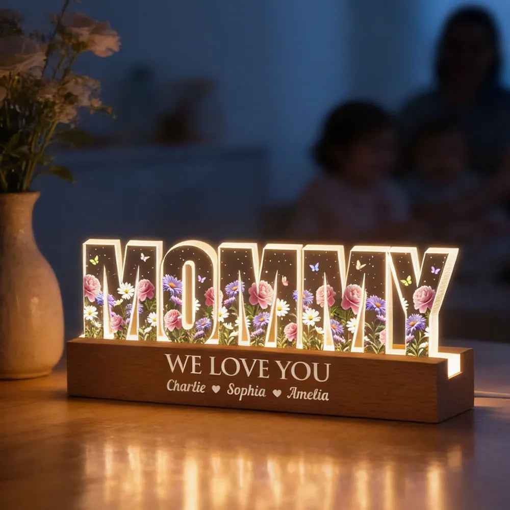 Personalized LED Floral Grandma Sign for Family - Sentimental Gift Plaque MagicInPrints
