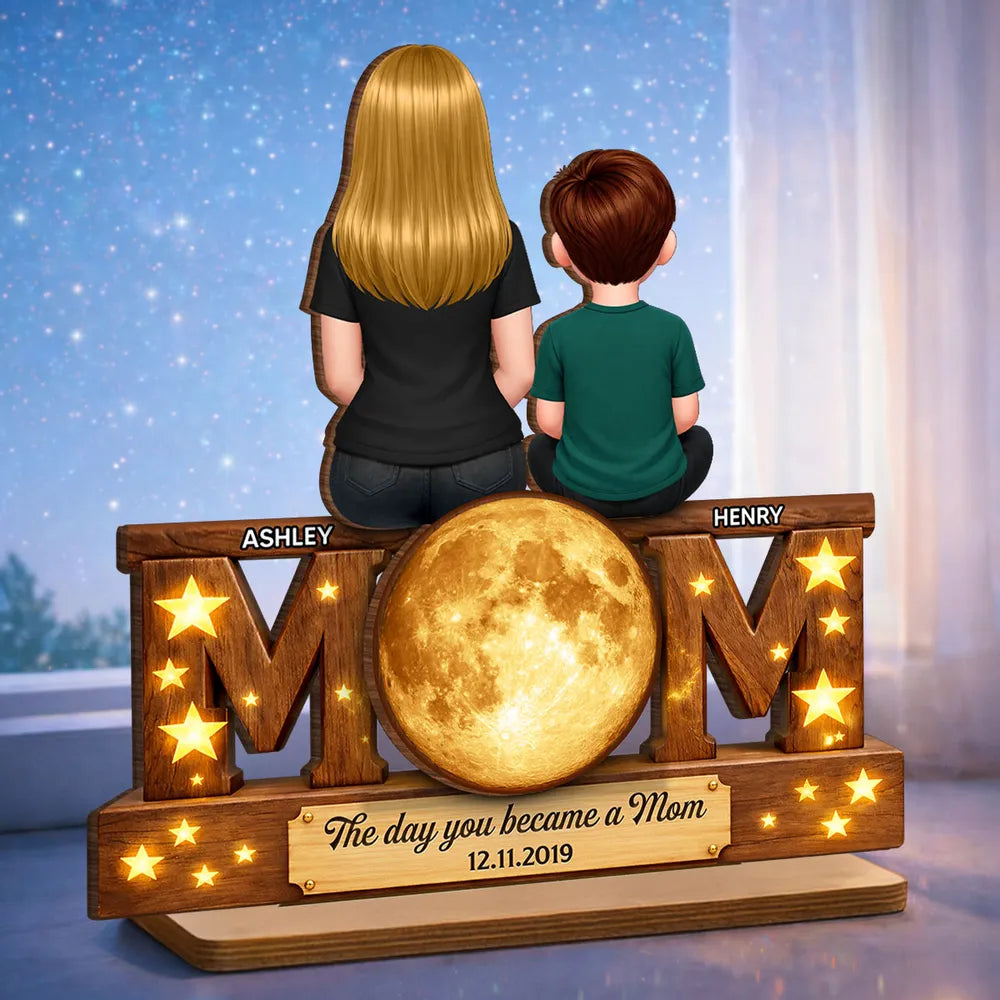 Personalized Mother-Daughter Wooden Plaque with Moon - Mother's Day Gift Plaque MagicInPrints