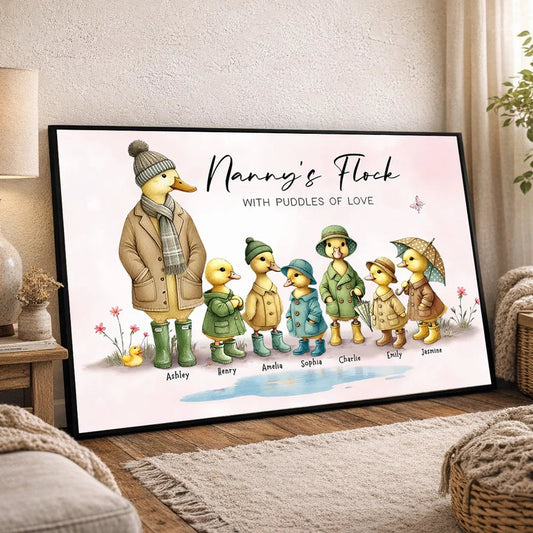 Personalized Family Duck Print for Nanny - Sentimental Gift with Names Poster or Canvas MagicInPrints