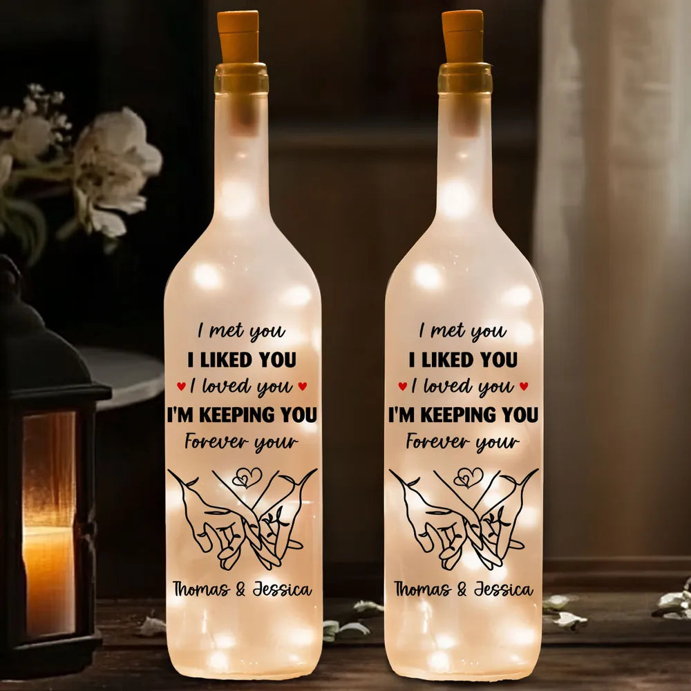 Personalized LED Wine Bottle Lamp for Couples - Romantic Gift for Anniversaries Lamp MagicInPrints