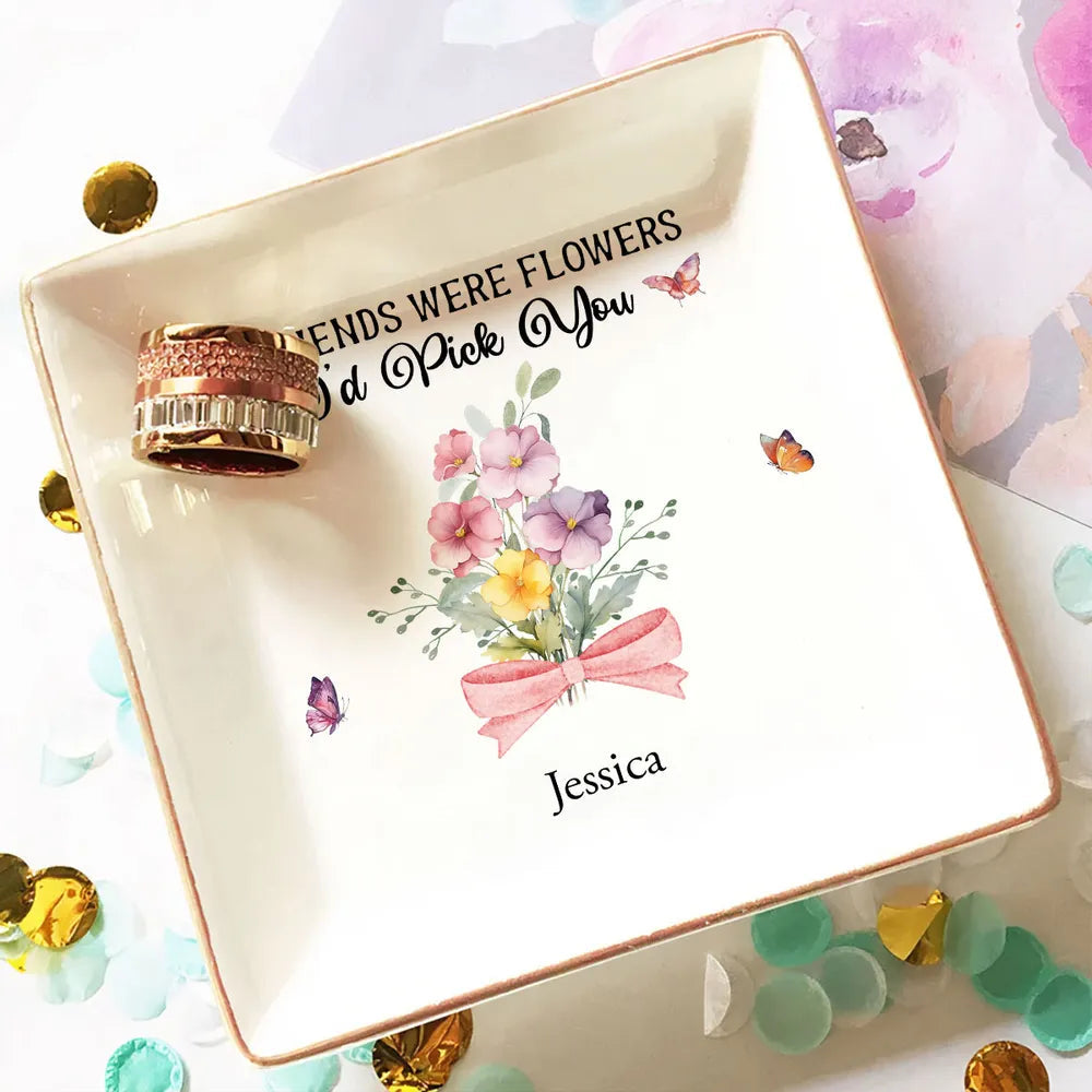 Personalized Friendship Jewelry Dish for Women with Floral Design - Perfect Gift for Friends Jewelry MagicInPrints