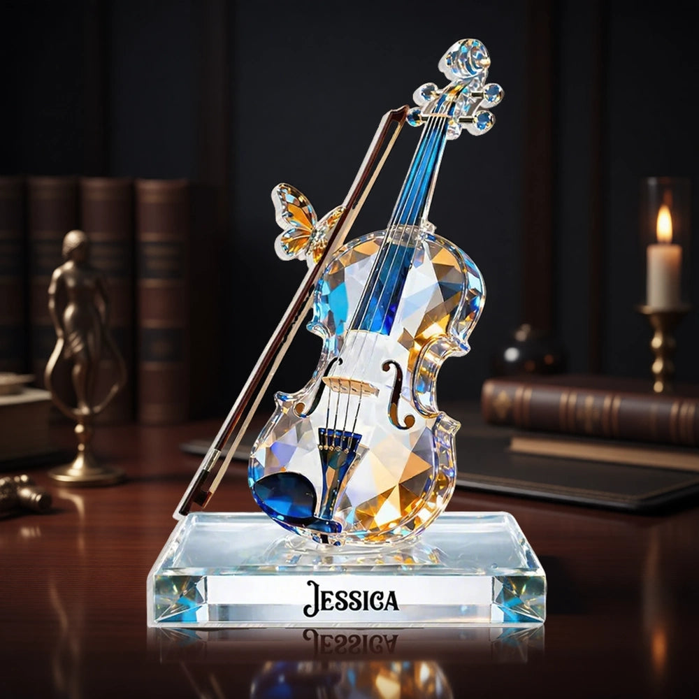 Personalized Crystal Violin Ornament for Music Lovers - Elegant Gift Decor Plaque MagicInPrints