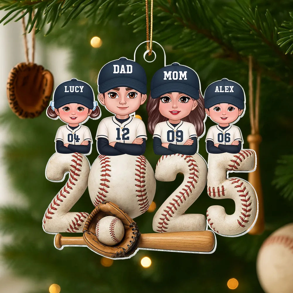 Personalized Family Baseball Ornament 2025 for Christmas Tree - Custom Names Ornament MagicInPrints