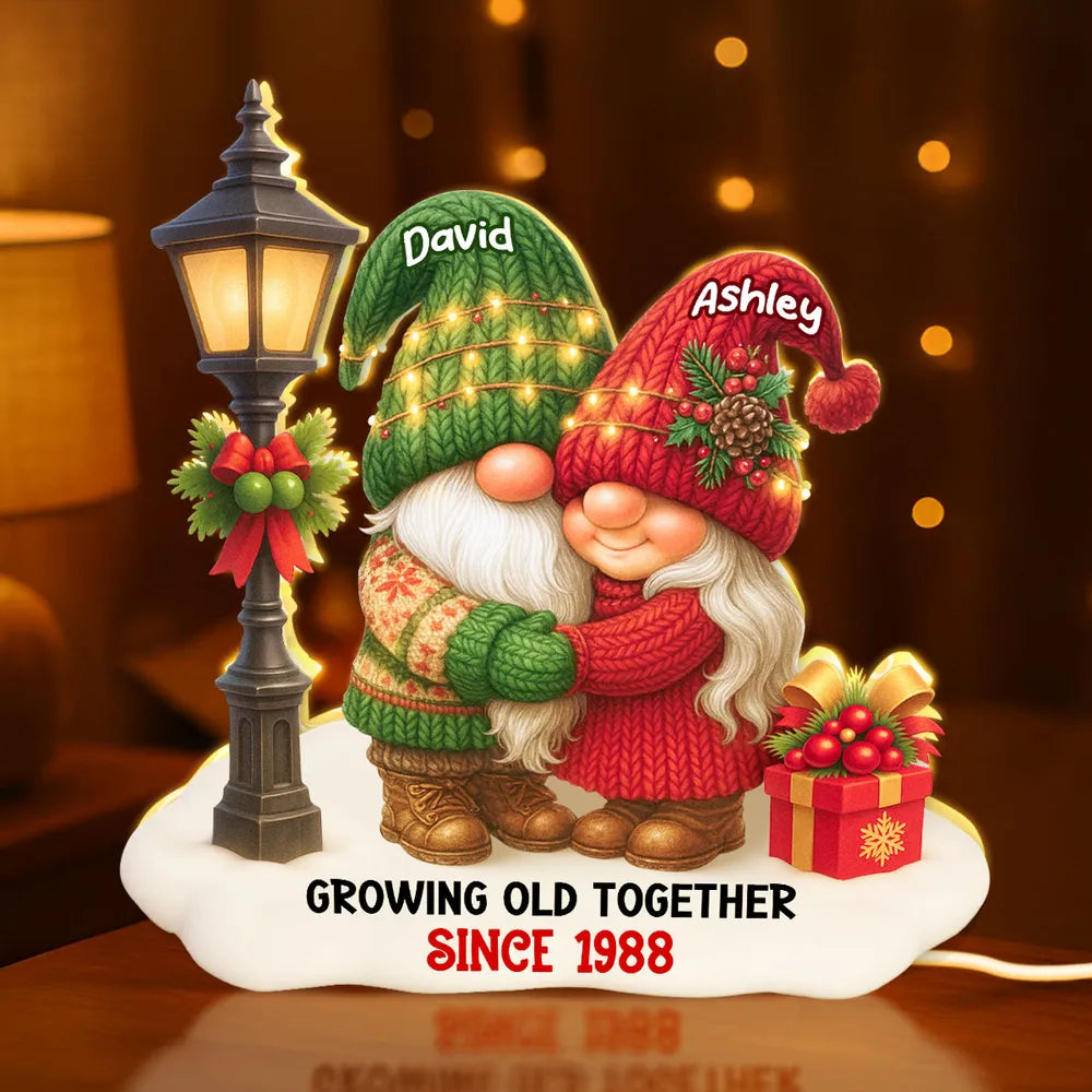 Personalized LED Gnome Couple Lamp for Couples - Anniversary Gift Plaque MagicInPrints