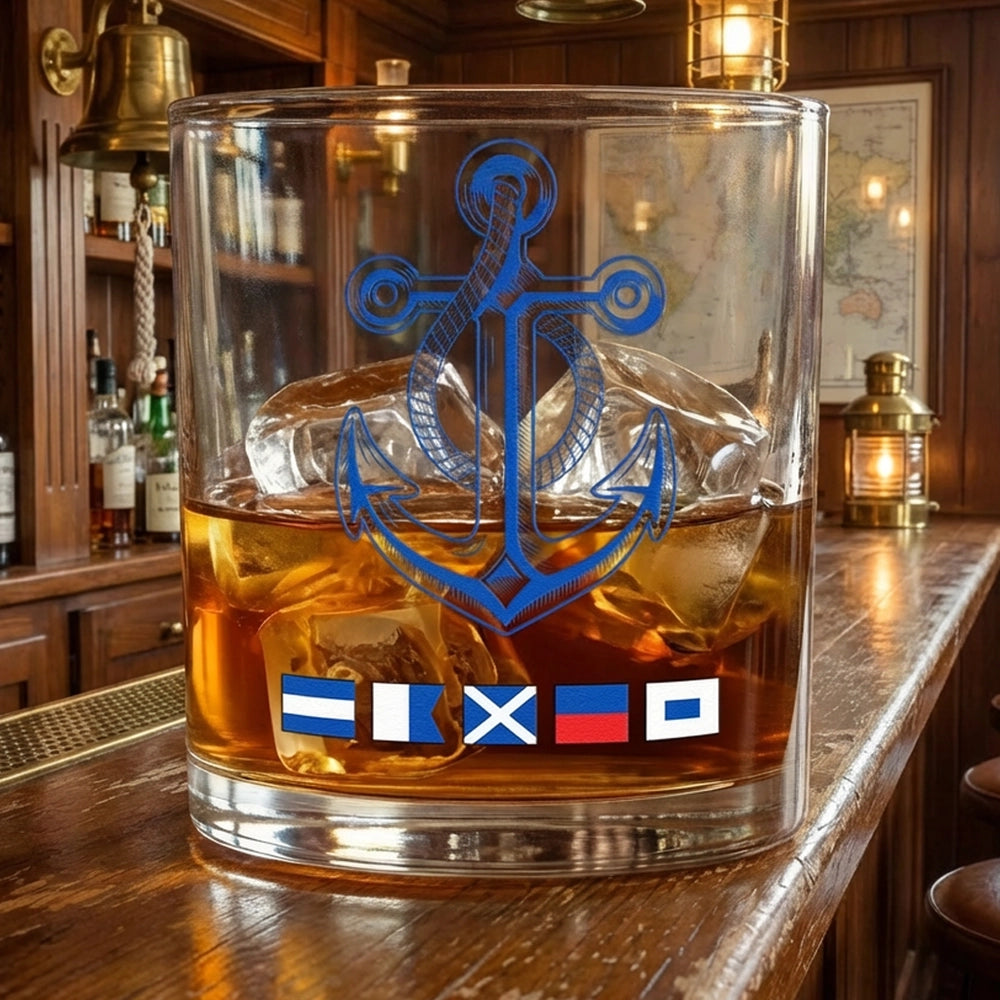 Nautical Anchor Whiskey Glass for Sailors - Nautical Barware Gift Cup MagicInPrints