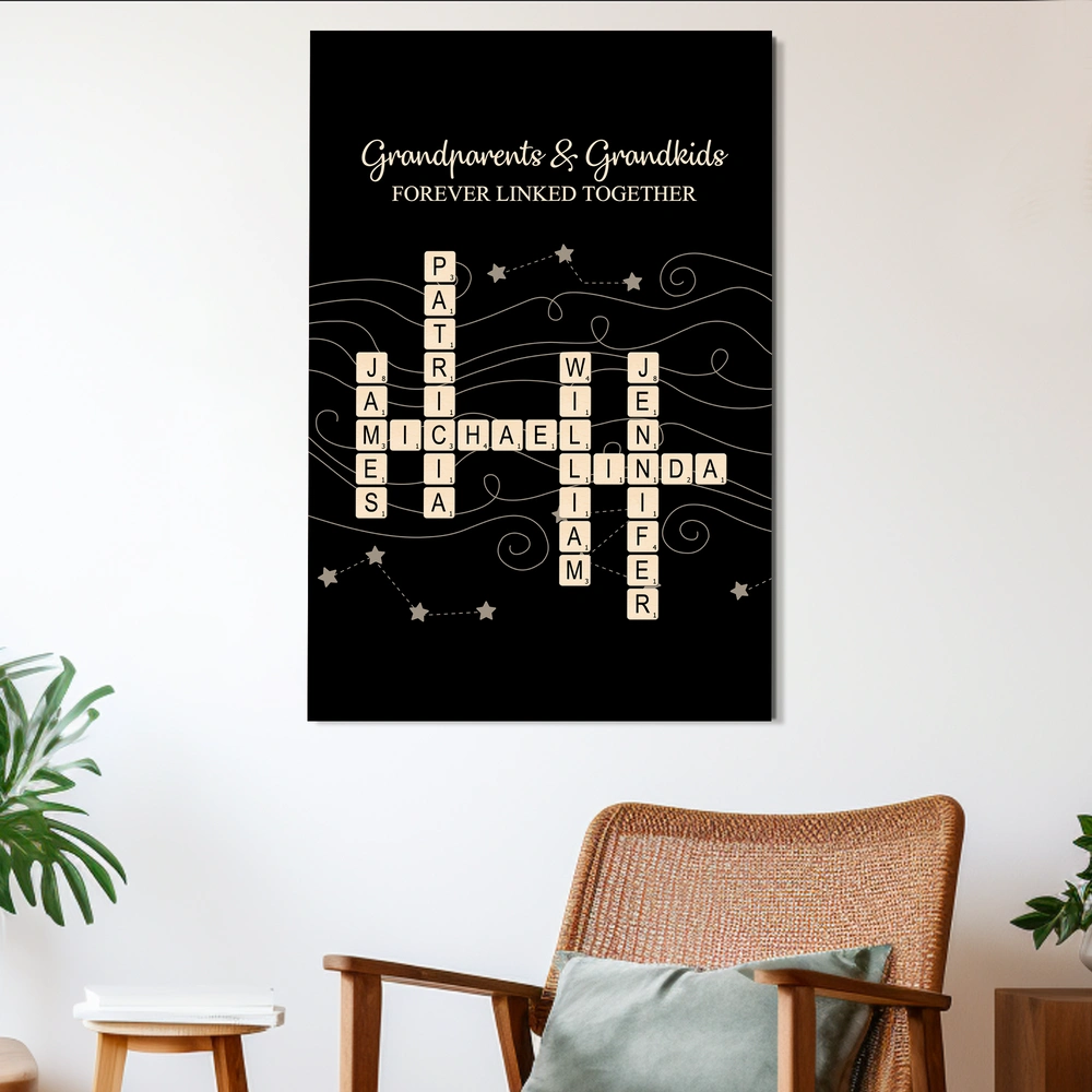 Personalized Family Crossword Canvas - Grandparents & Grandkids Gift Poster or Canvas MagicInPrints