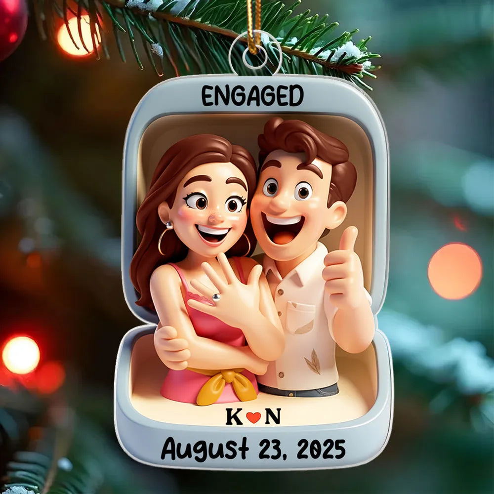 Personalized Engagement Ornament for Couples - Celebrate Your Special Day Ornament MagicInPrints
