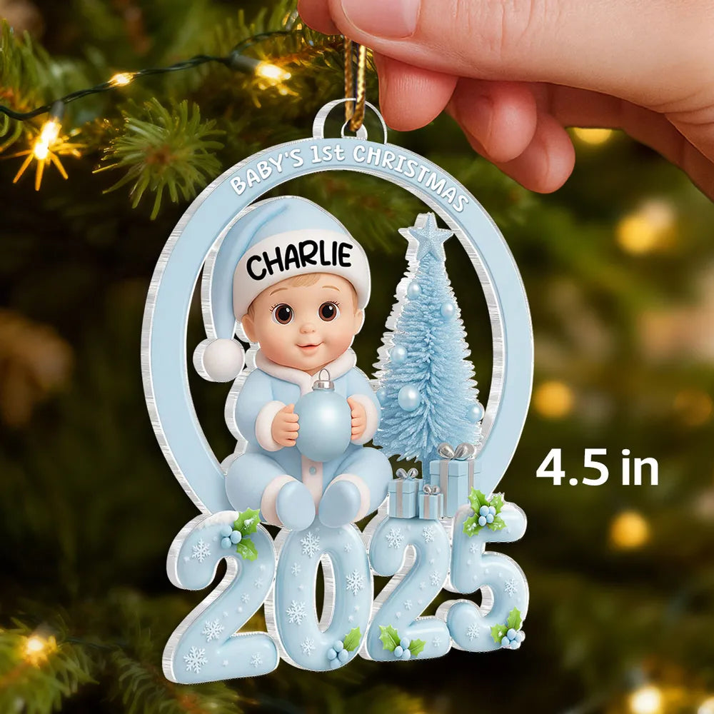 Personalized Baby's 1st Christmas Ornament 2025 - Custom Name Keepsake Ornament MagicInPrints
