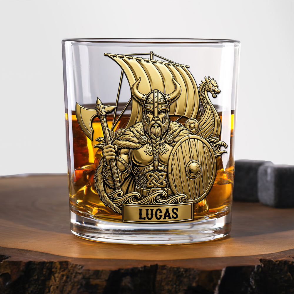 True Warriors Whiskey Glass - Personalized Gift for Viking Lovers Whiskey Glass MagicInPrints
