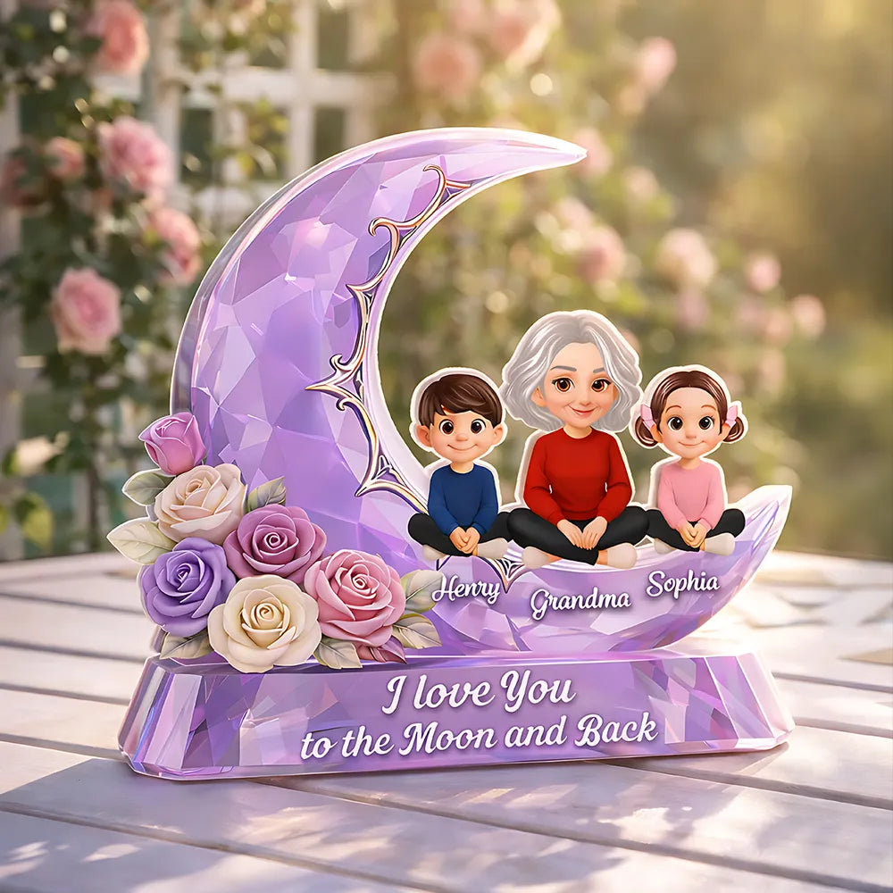 Personalized Moon and Back Acrylic Plaque for Grandma - Sentimental Gift Plaque MagicInPrints