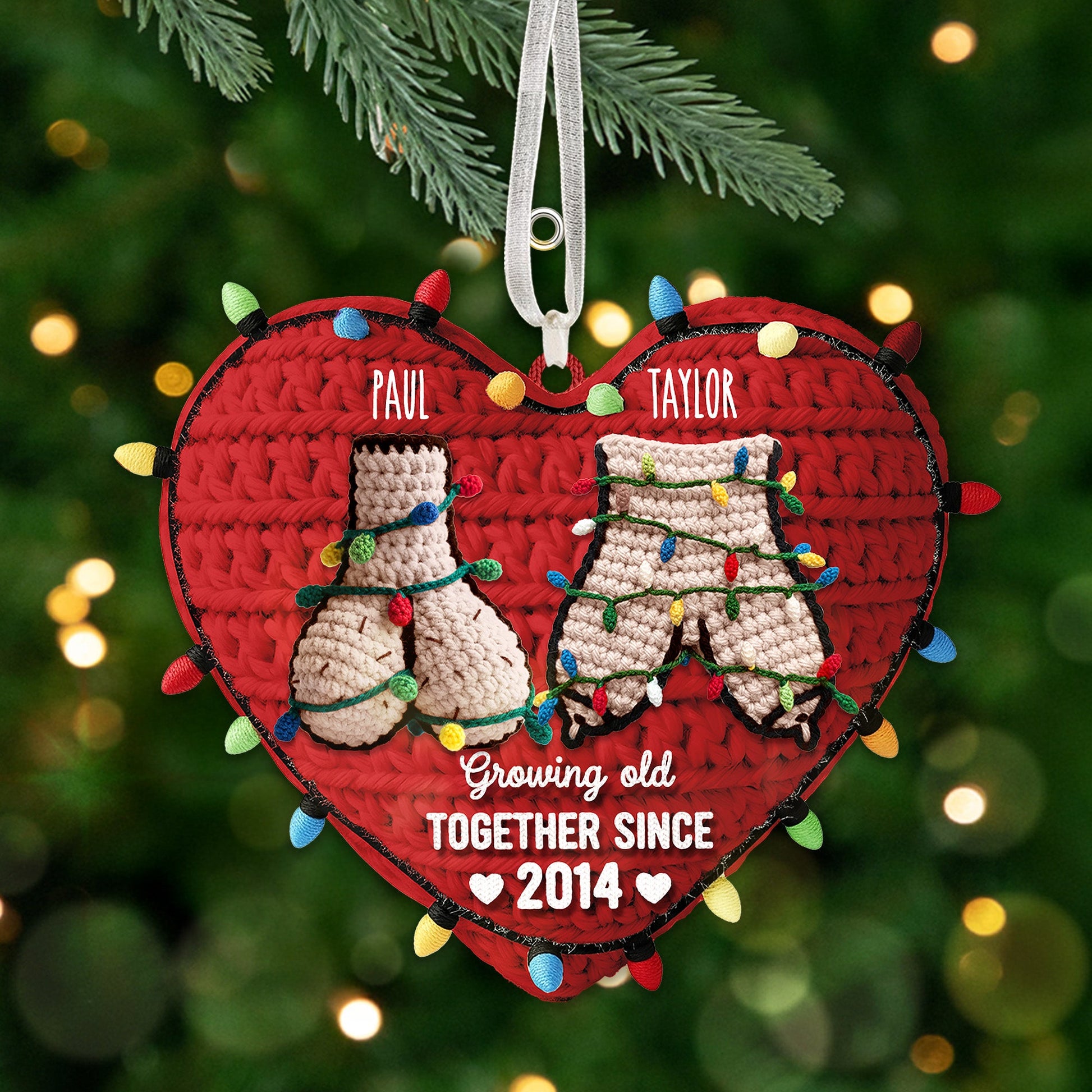 Growing Old Together: Personalized Funny Couple Christmas Ornament - A Unique Gift for Couples, Friends, and Family Ornament MagicInPrints