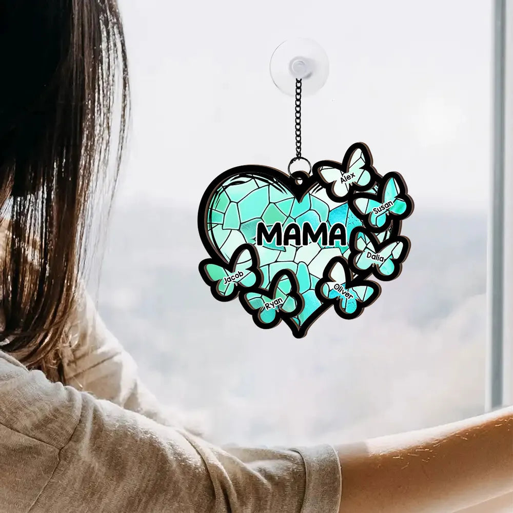 Personalized Heart Sun Catcher for Nana with Butterfly Names - Grandparent Gift Ornament MagicInPrints