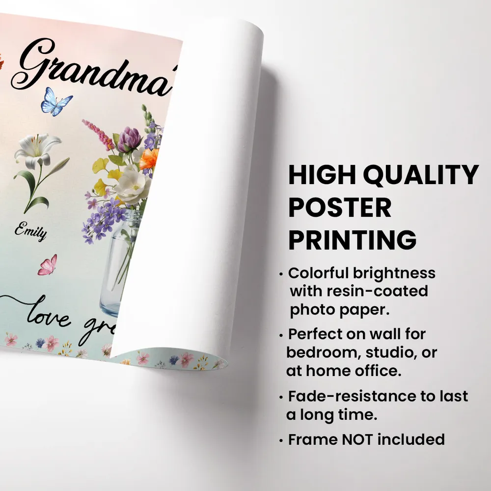 Personalized Floral Canvas Art for Grandma - Custom Family Names Poster or Canvas MagicInPrints