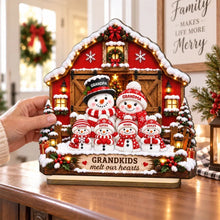 Load image into Gallery viewer, Personalized Wooden Plaque with Snowman for Grandparents | Christmas Gift
