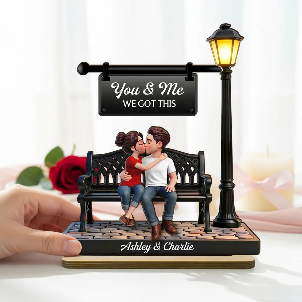 Personalized Couple Figurine Romantic Gift with Bench and Lamp Post - Anniversary Keepsake Plaque MagicInPrints