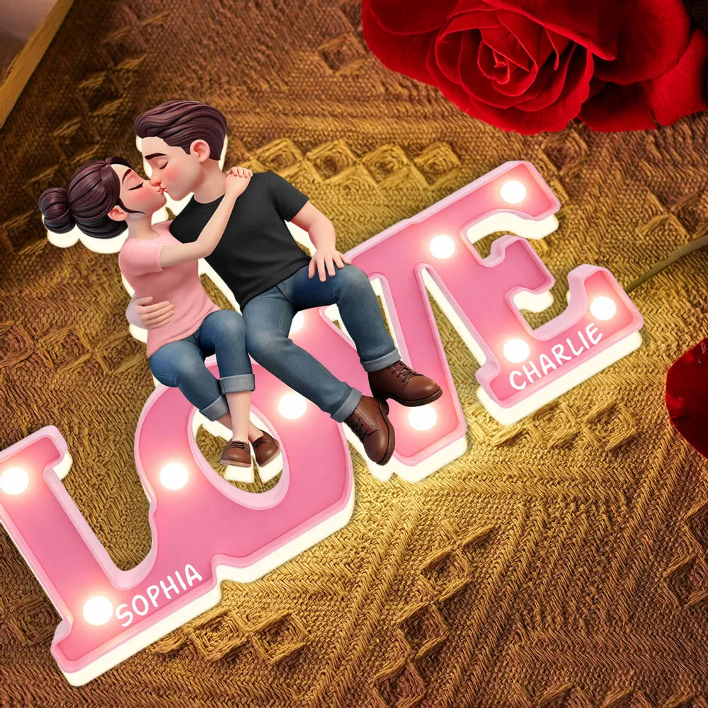 Personalized LED Love Sign for Couples - Romantic Home Decor Plaque MagicInPrints