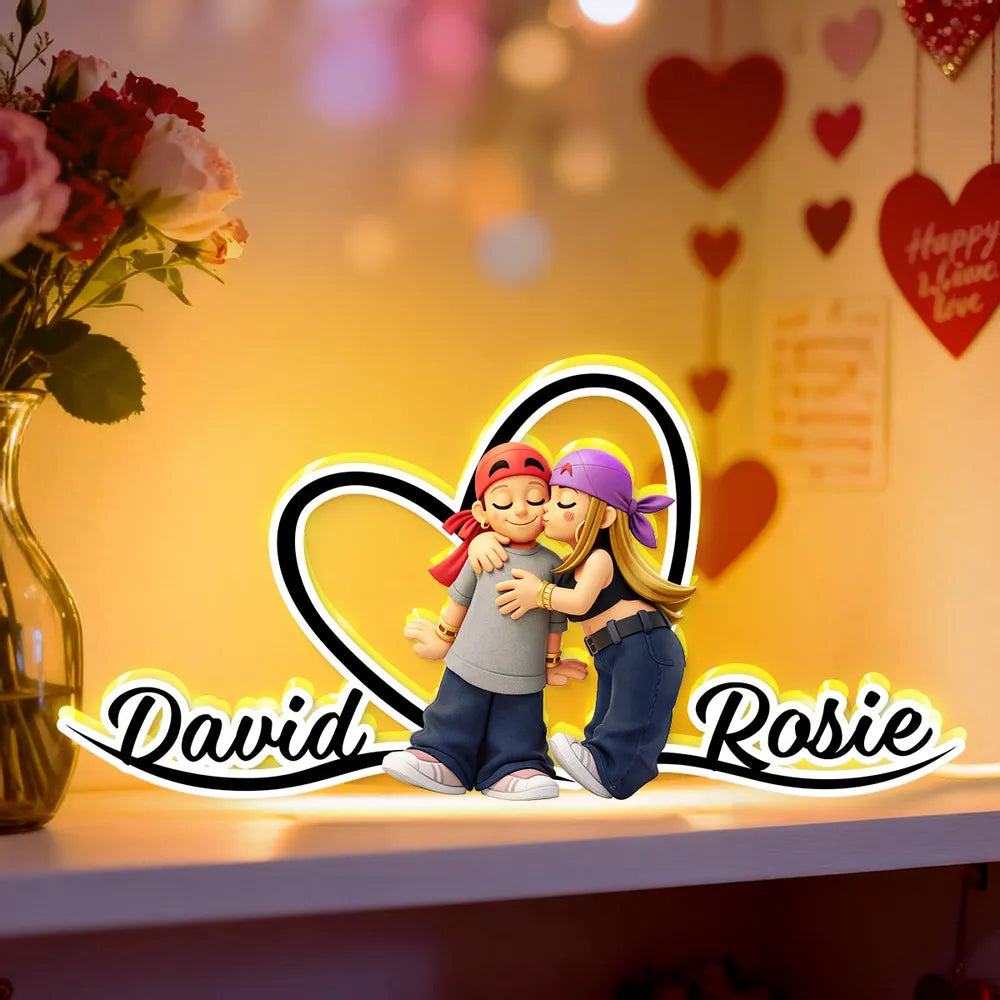 Customized LED Night Light for Couples - Romantic Street Art Theme Plaque MagicInPrints