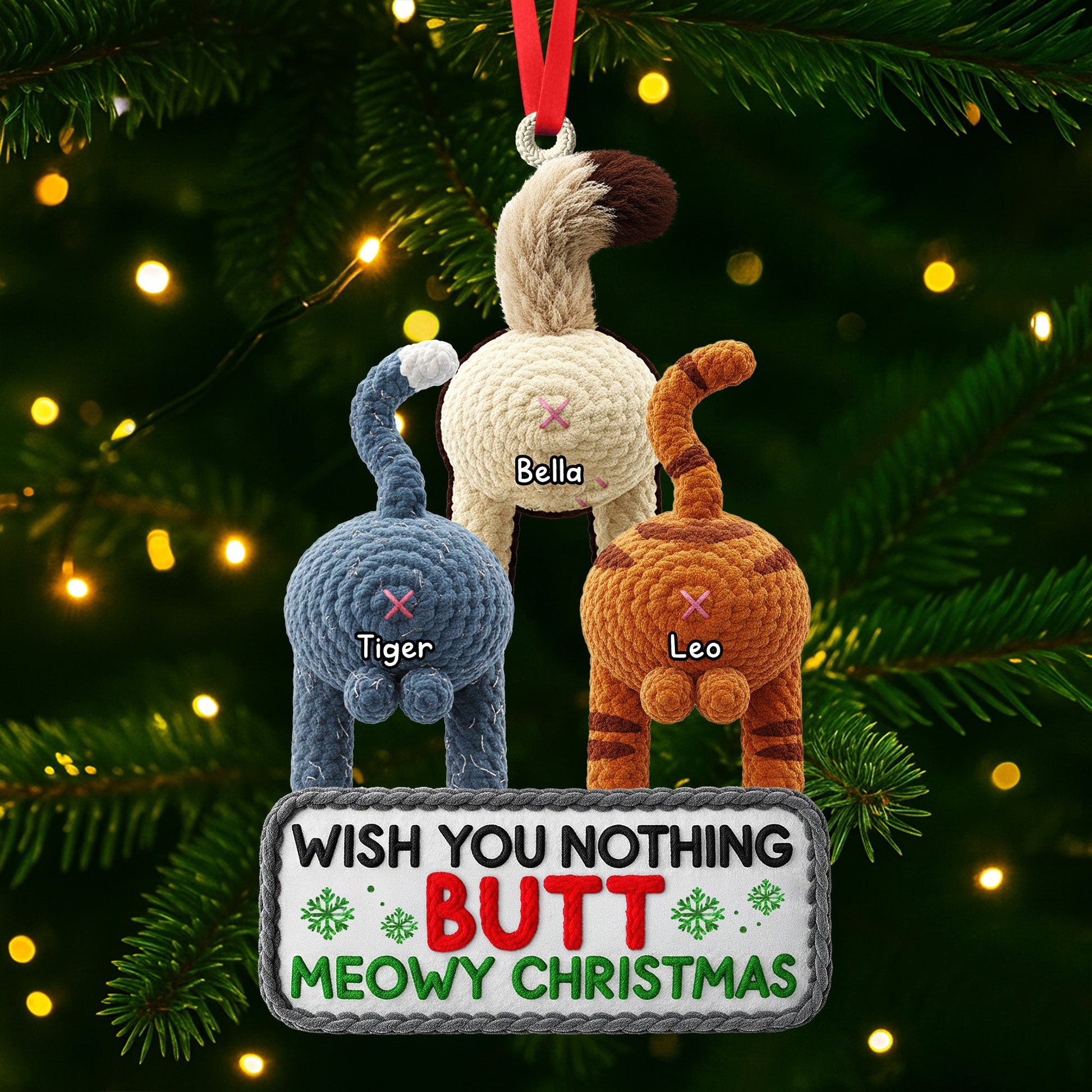 Wish You Nothing Butt Meowy Christmas - Funny Cat Ornament, Personalized Gift for Cat Lovers Ornament MagicInPrints
