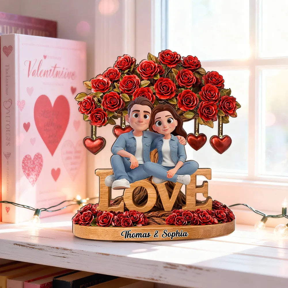 Personalized Couple Figurine Romantic Gift with Roses - Anniversary Keepsake Plaque MagicInPrints