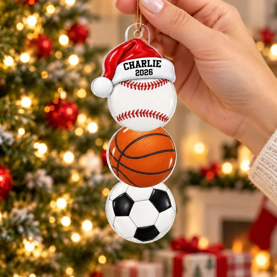 Personalized Acrylic Sports Ornament Custom Name Gift for Kids