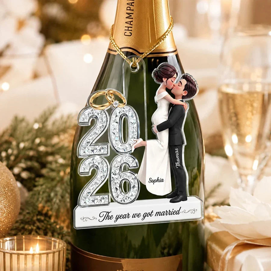 Personalized Acrylic Christmas Ornament Newlyweds Gift