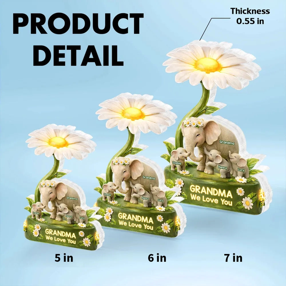 Personalized Elephant Family Figurine for Grandma - Sentimental Gift for Mother's Day Plaque MagicInPrints