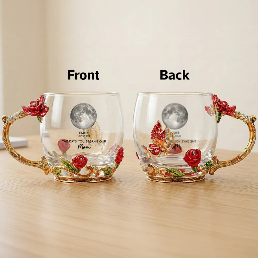 Personalized Glass Mug for Mom with Custom Moon Phase - Mother's Day Gift Cup MagicInPrints
