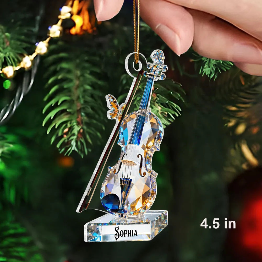 Personalized Crystal Violin Ornament with Name - Elegant Gift for Music Lovers Ornament MagicInPrints