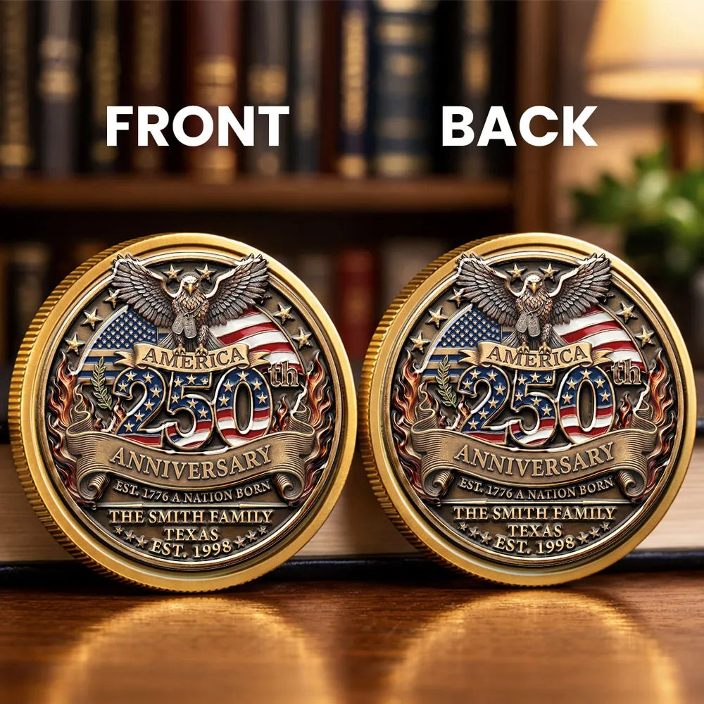 Custom Engraved 250th Anniversary Commemorative Coin for Collectors - Patriotic Gift Keychain MagicInPrints