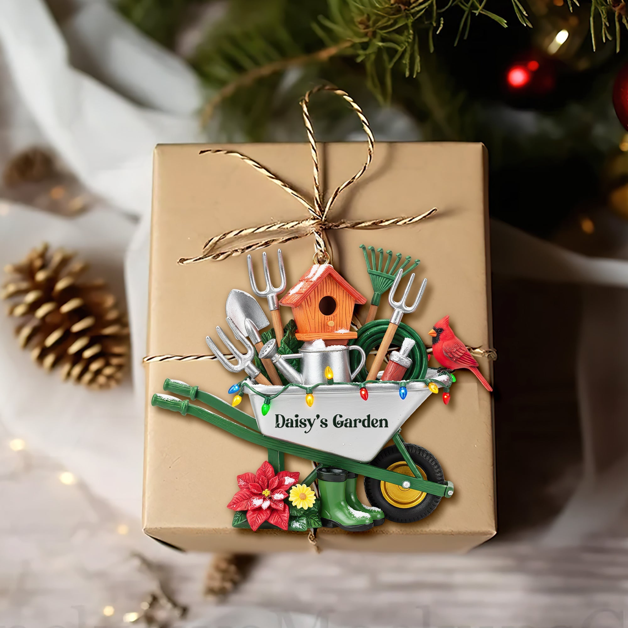 "A Garden of Joy" - Personalized Gardeners' Tool Caddy Ornament - Unique Gift for Garden Lovers, Custom Christmas Present Ornament MagicInPrints