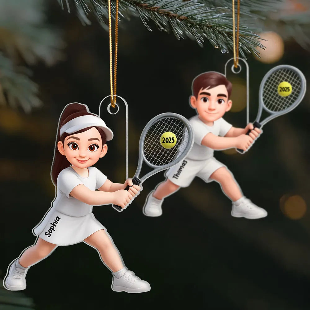 Personalized Tennis Player Christmas Ornaments for Kids - Holiday Decor Gift Ornament MagicInPrints
