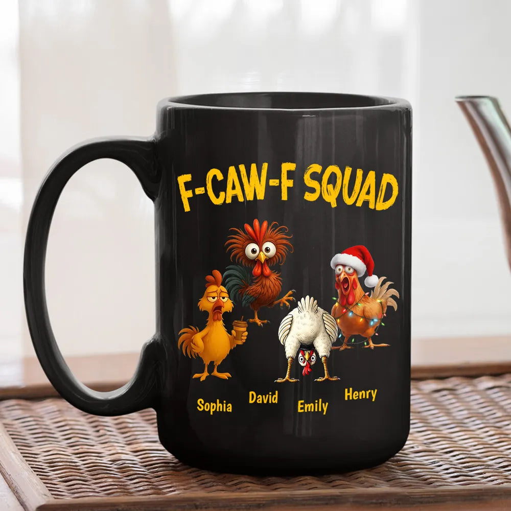 Personalized Funny Chicken Mug for Adults - F-Caw-F Squad Design Cup MagicInPrints