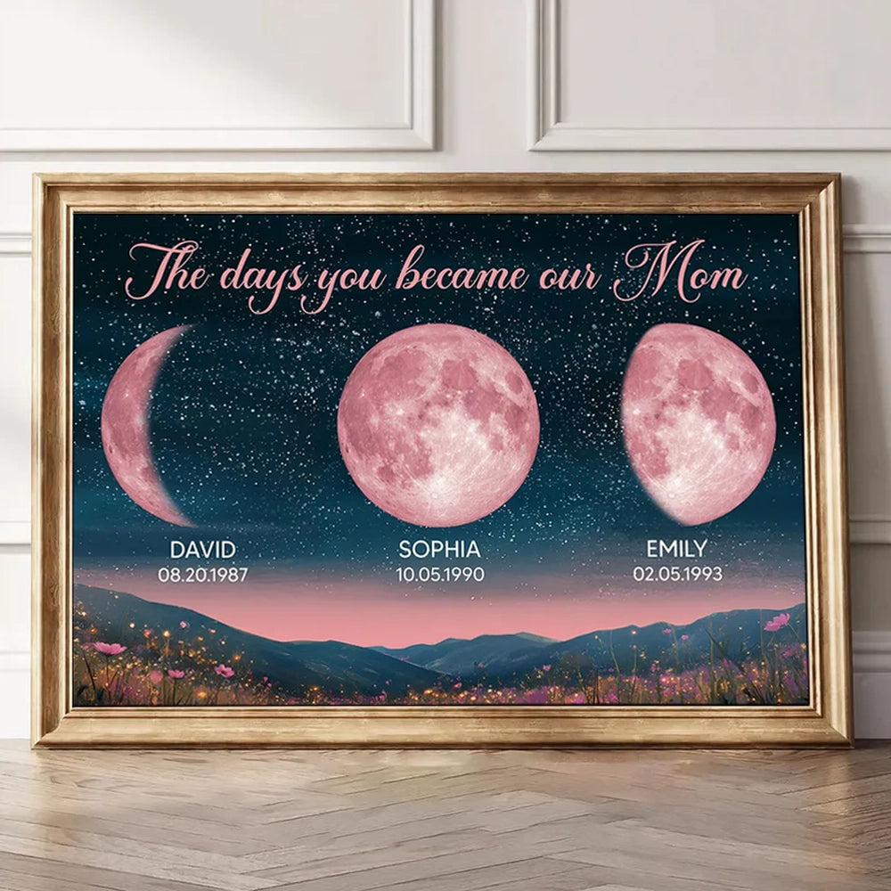 Personalized Moon Phase Canvas for Mom - Sentimental Gift with Dates Poster or Canvas MagicInPrints