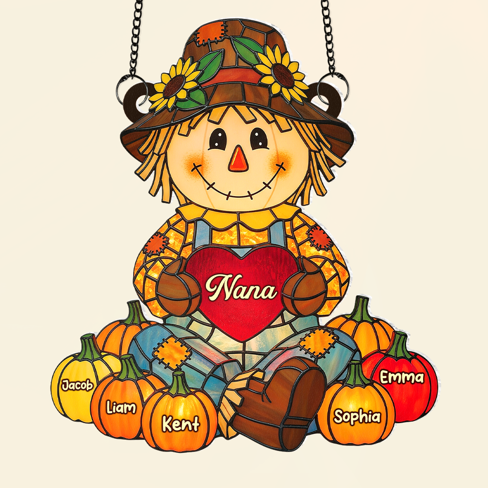 Autumn Scarecrow Grandma Suncatcher - Personalized Gifts For Grandma Ornament MagicInPrints
