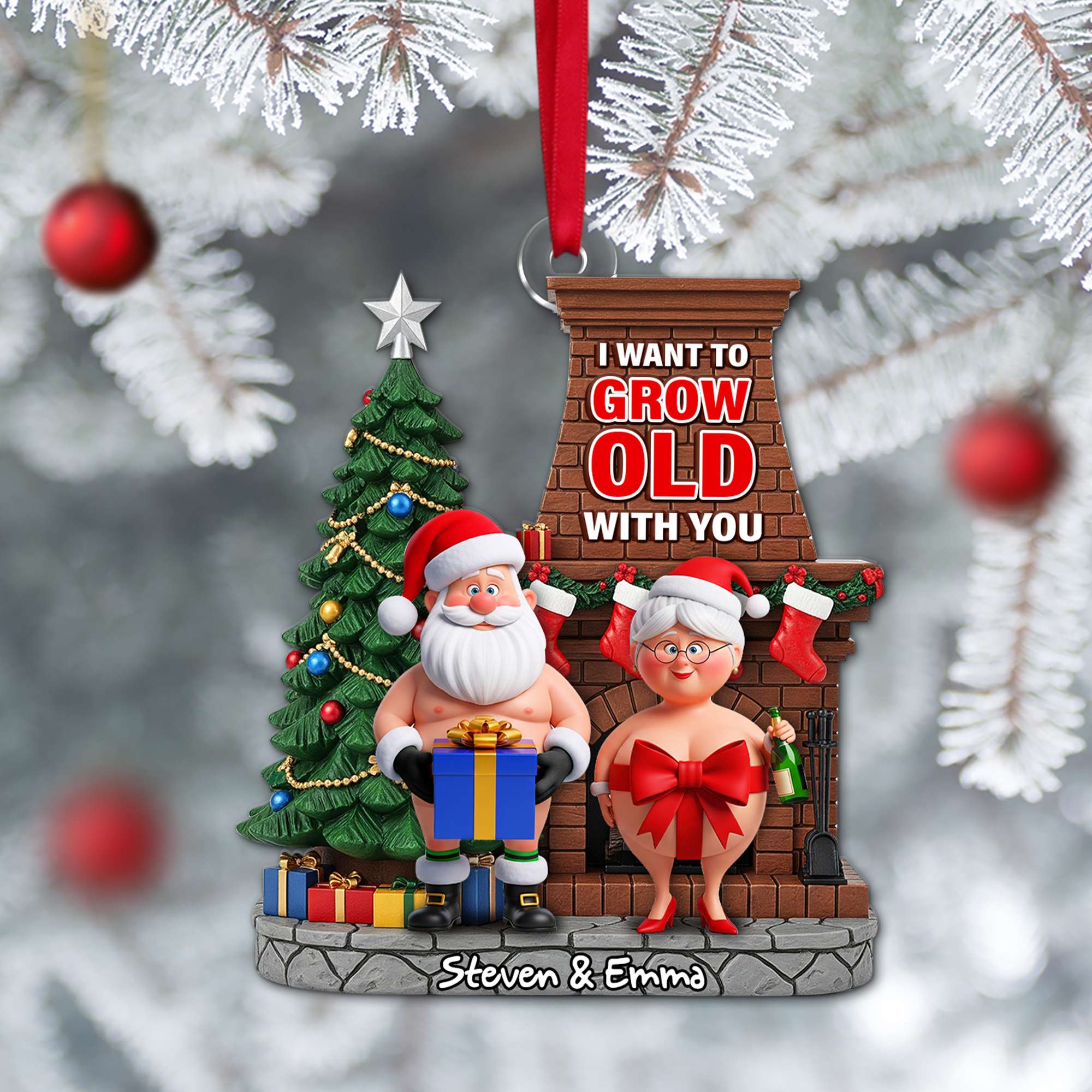 I Want to Grow Old with You - Funny Old Couple Ornament - Personalized Christmas Gift Ornament MagicInPrints