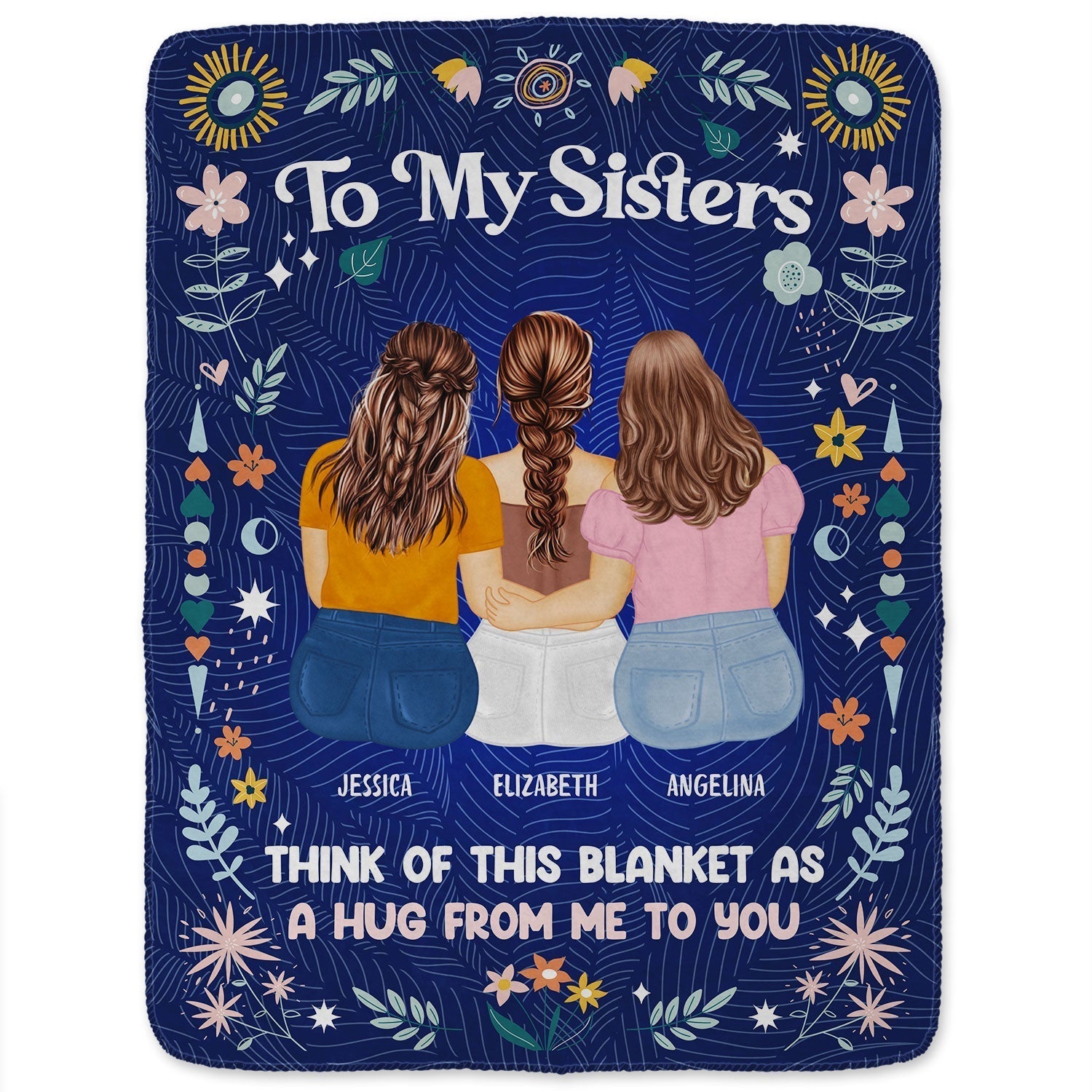 Personalized Sister Blanket - Cozy Gift with Custom Names - Holiday Sentiment Blanket MagicInPrints